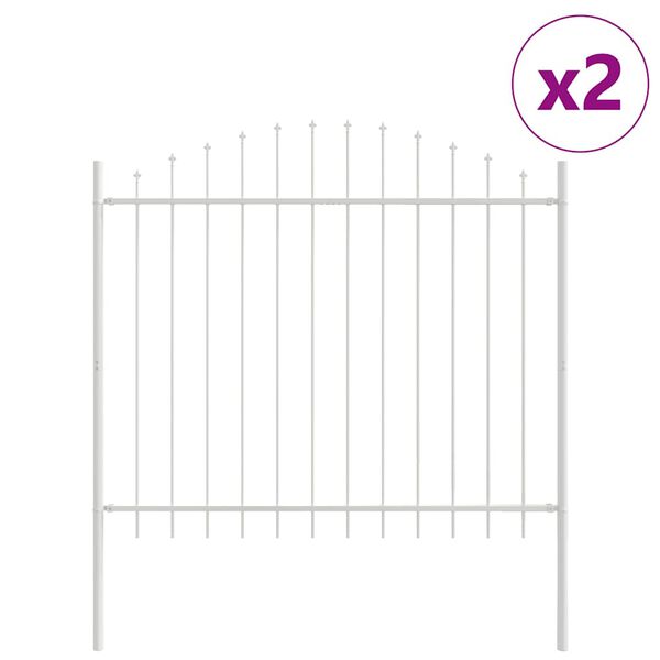 vidaXL Gartenzaun 2 pcs Wei&szlig; 170 x 165 cm Pulverbeschichteter Stahl