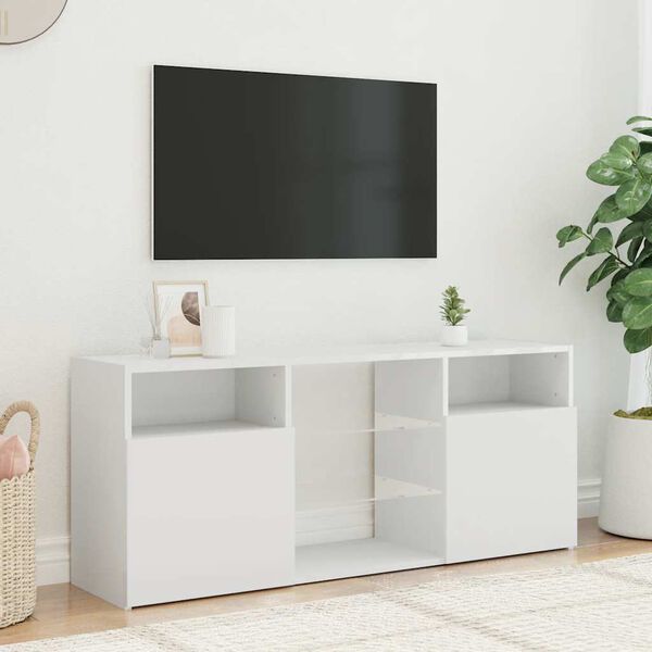 vidaXL TV-Schrank mit LED-Leuchten Wei&szlig; 120x30x50 cm
