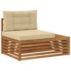 vidaXL Outdoor Endsofa 3 St&uuml;ck Natur und Beige 115 x 83 x 73 cm