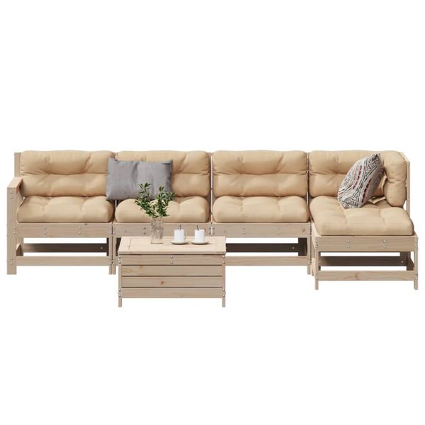vidaXL 6-tlg. Garten-Lounge-Set mit Kissen Massivholz Kiefer