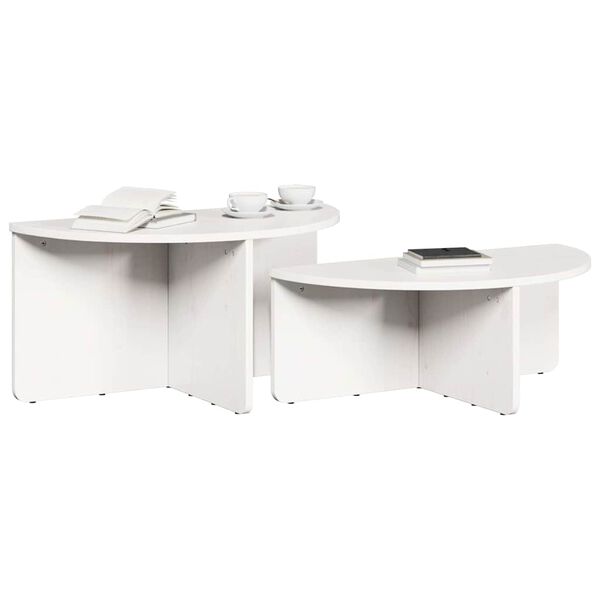 vidaXL Couchtisch 2 pcs Weiß Massivholz Kiefer