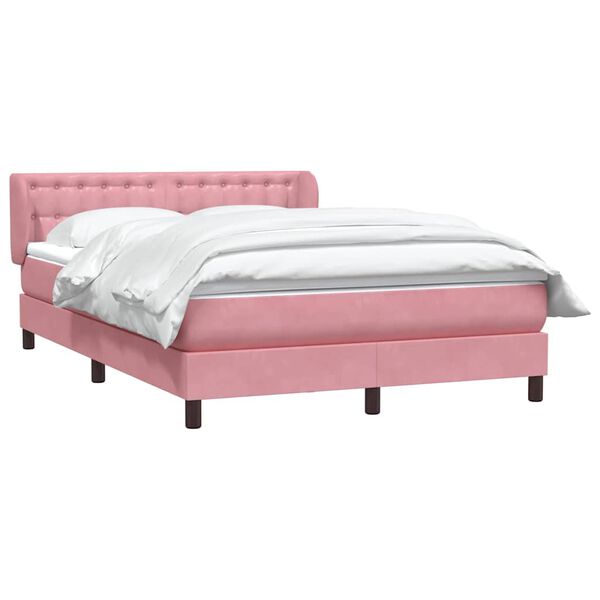 vidaXL Boxspringbett mit Matratze Rosa 160x210 cm Samt