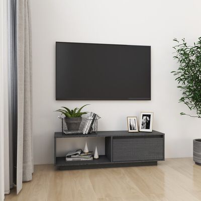 vidaXL TV-Schrank Grau 110x30x33,5 cm Massivholz Kiefer