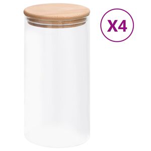 vidaXL Vorratsgl&auml;ser mit Bambusdeckel 4 Stk. 1200 ml