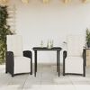 vidaXL 3-tlg. Bistro-Set mit Kissen Schwarz Poly Rattan