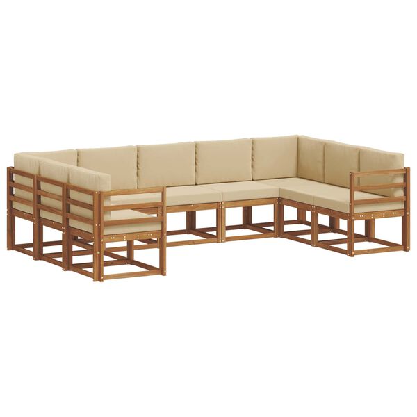 vidaXL Outdoor-Sofagarnitur mit Kissen 9 pcs Natur und Beige