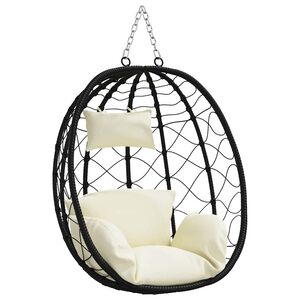 vidaXL H&auml;ngendes Ei-Stuhl Cremewei&szlig; 91,5 x 60 x 110 cm Poly-Rattan