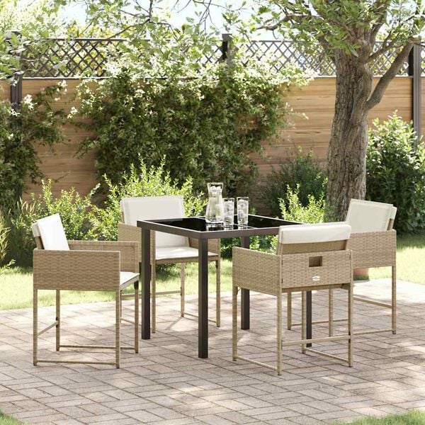 vidaXL Garten Essgruppe 5 pcs Beige Poly-Rattan