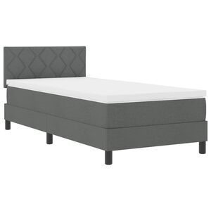 vidaXL Boxspringbett mit LED-Lichtleisten Dunkelgrau 90 x 200 cm Stoff