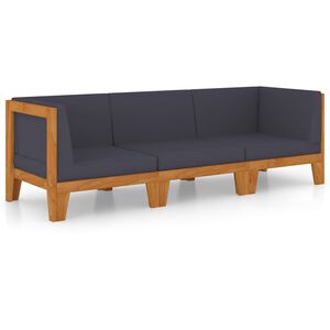 vidaXL 3-tlg. Garten-Lounge-Set mit Kissen Akazie Massivholz