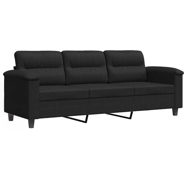 vidaXL 3-Sitzer-Sofa Schwarz 180 cm Mikrofasergewebe