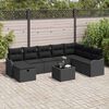 vidaXL Garten-Sofa-Set mit Kissen 9 pcs Schwarz Poly Rattan