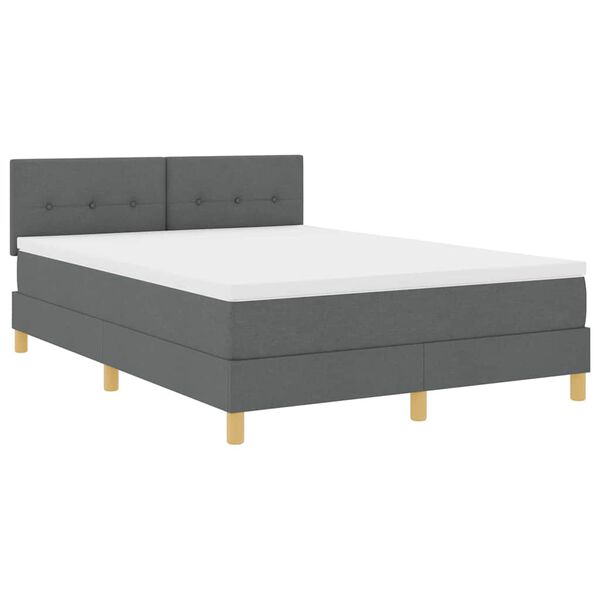 vidaXL Boxspringbett mit Matratze Dunkelgrau 140 x 190 cm Stoff