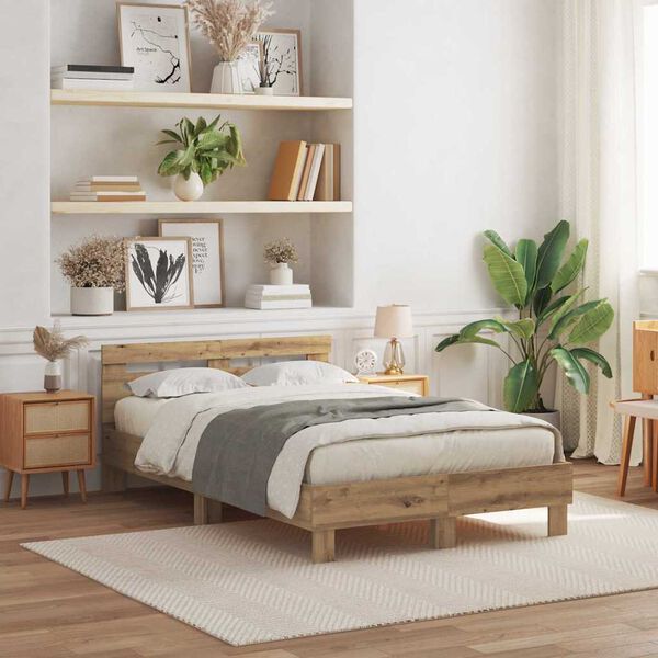 vidaXL Bettgestell Artisan-Eiche 135 x 190 cm Holzwerkstoff