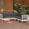 vidaXL 5-tlg. Garten-Lounge-Set mit Kissen Wei&szlig; Kiefer Massivholz