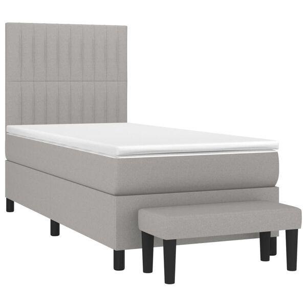 vidaXL Boxspringbett mit Matratze Hellgrau 100x200 cm Stoff
