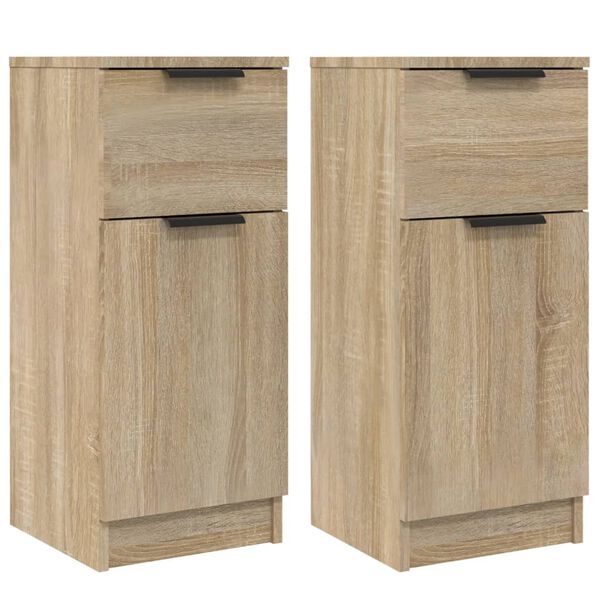 vidaXL Sideboards 2 Stk. Sonoma-Eiche 30x30x70 cm Holzwerkstoff