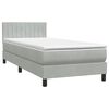 vidaXL Boxspringbett mit Matratze Hellgrau 100x220 cm Samt