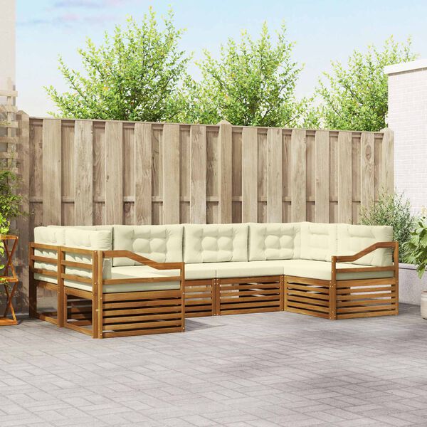 vidaXL Sofagarnituren 6 pcs Natur und Creme Massivholz Akazie