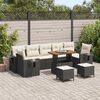 vidaXL Gartensofa-set mit Kissen 13 pcs Schwarz und Creme Poly-Rattan