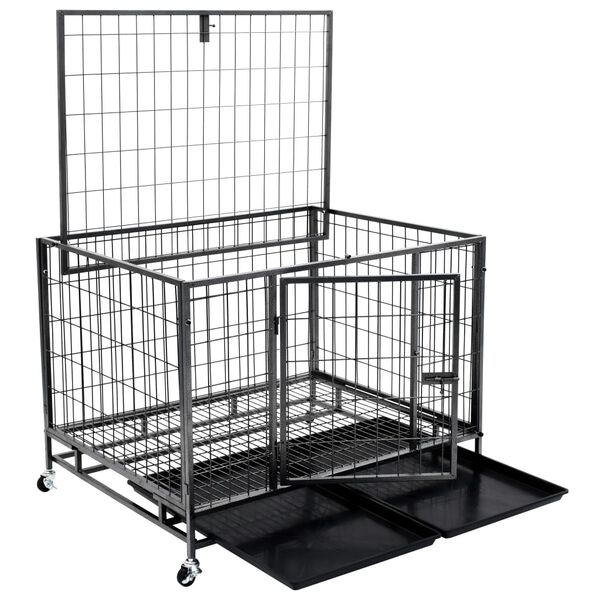 vidaXL Hundek&auml;fig Heavy Duty mit Rollen Stahl 98x72x77 cm