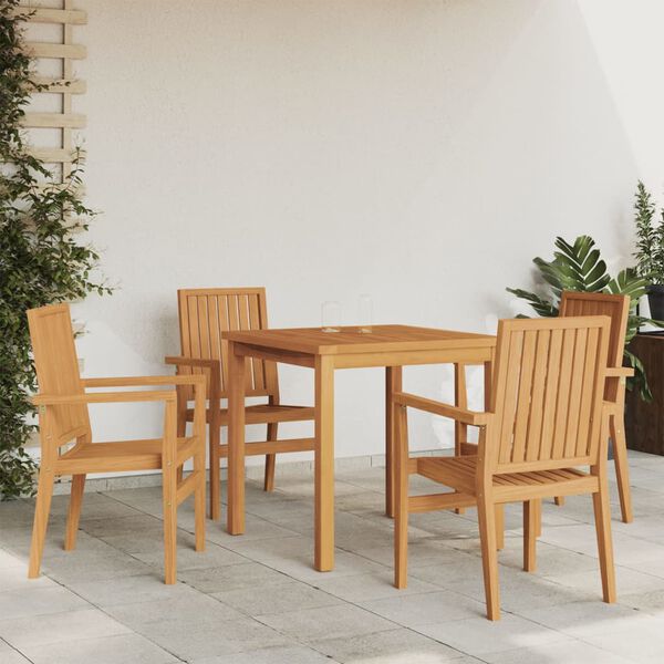 vidaXL 5-tlg. Garten-Essgruppe Massivholz Teak