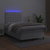 vidaXL Boxspringbett mit Matratze & LED Wei&szlig; 120x200 cm Kunstleder