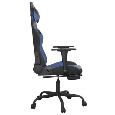 vidaXL Gaming-Stuhl mit Massage & Fußstütze Schwarz & Blau Kunstleder