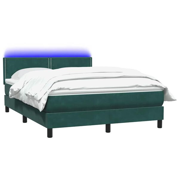 vidaXL Boxspringbett mit Matratze Dunkelgr&uuml;n 140x220 cm Samt