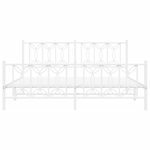vidaXL Bettgestell mit Kopf- und Fu&szlig;teil Metall Wei&szlig; 180x200 cm