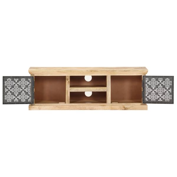 vidaXL TV-Schrank mit Stahlt&uuml;ren 120x30x40 cm Mango Massivholz