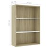 vidaXL B&uuml;cherregal 3 F&auml;cher Wei&szlig; Sonoma-Eiche 80x30x114 Holzwerkstoff