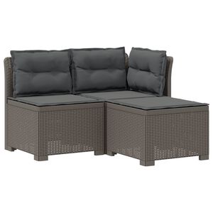 vidaXL 3-Sitzer Garten Sofa mit Kissen Rattan-Look PP Hellgrau