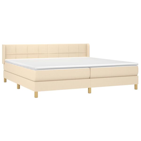 vidaXL Boxspringbett mit Matratze Creme 200x200 cm Stoff