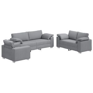 vidaXL Sofa 3 pcs Hellgrau 219 x 80 x 82 cm Leinenmischgewebe