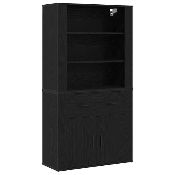 vidaXL Highboard Schwarz Eichen-Optik 80 x 33 x 150 cm Holzwerkstoff