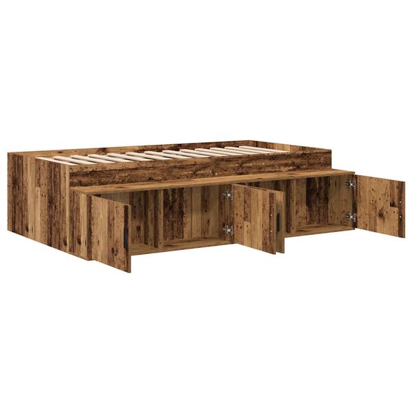 vidaXL Bettrahmen mit Schubladen Altholz 70 x 190 cm Holzwerkstoff