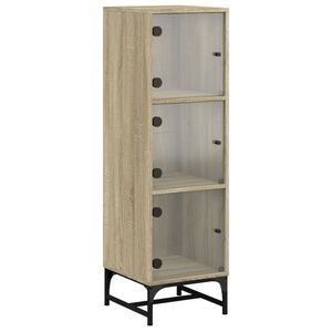 vidaXL Highboard mit Glast&uuml;ren Sonoma-Eiche 35x37x120 cm