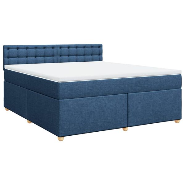 vidaXL Boxspringbett mit Matratze Blau 180x200 cm Stoff