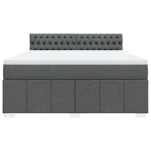 vidaXL Boxspringbett mit Matratze Dunkelgrau 180x200 cm Stoff