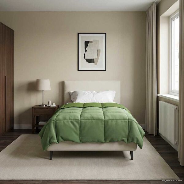 vidaXL Winterbettdecke Gepolstert Gr&uuml;n 155 x 200 cm Mikrofaser