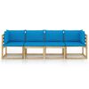 vidaXL Gartensofa 4-Sitzer mit Kissen in Hellblau