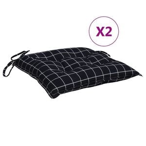 vidaXL Stuhlkissen 2 Stk. Schwarz Karomuster 40x40x7 cm Stoff