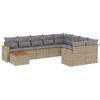 vidaXL 10-tlg. Garten-Sofagarnitur mit Kissen Beige Poly Rattan