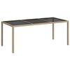 vidaXL Gartentisch Beige 190x90x75 cm Geh&auml;rtetes Glas und Poly Rattan