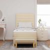 vidaXL Boxspringbett mit Matratze mit Kopfteil Creme 90 x 200 cm Stoff