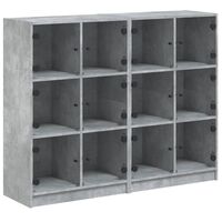 vidaXL Bücherregal mit Türen Betongrau 136x37x109 cm Holzwerkstoff