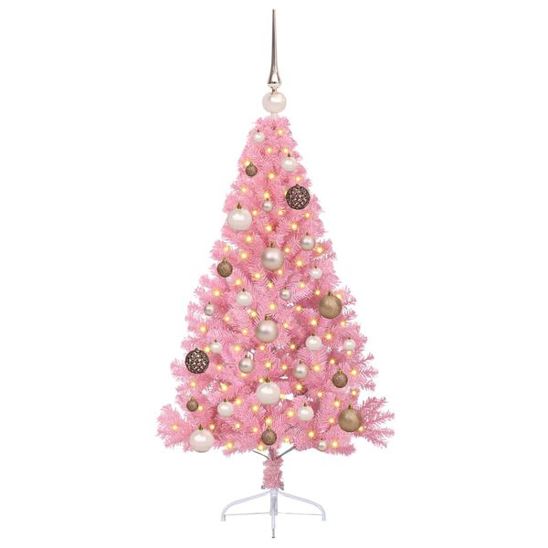 vidaXL K&uuml;nstlicher vorbeleuchteter Weihnachtsbaum Rosa 120 cm PVC