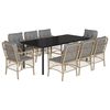 vidaXL 9-tlg. Garten-Essgruppe mit Kissen Beigemischung Poly Rattan