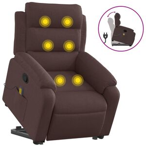 vidaXL Massagesessel mit Aufstehhilfe Dunkelbraun Stoff